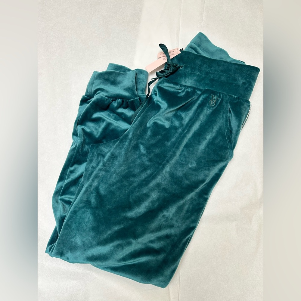 NWT;💥Victoria Secret Teal Velvet Sweat Pants💥